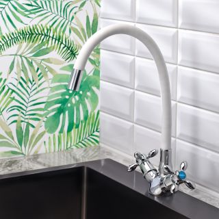 Смеситель для кухни BOOU BA5318-1F-E351A-B702 хром,белый